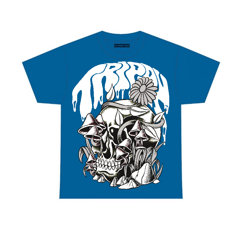 Military Blue 4s Flontae T-Shirt Trippin Graphic