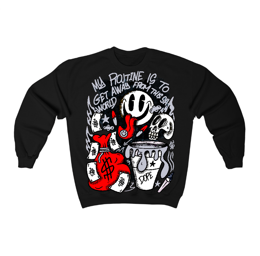 Black Cement 3s Flontae Crewneck Sweatshirt Stay Out Graphic