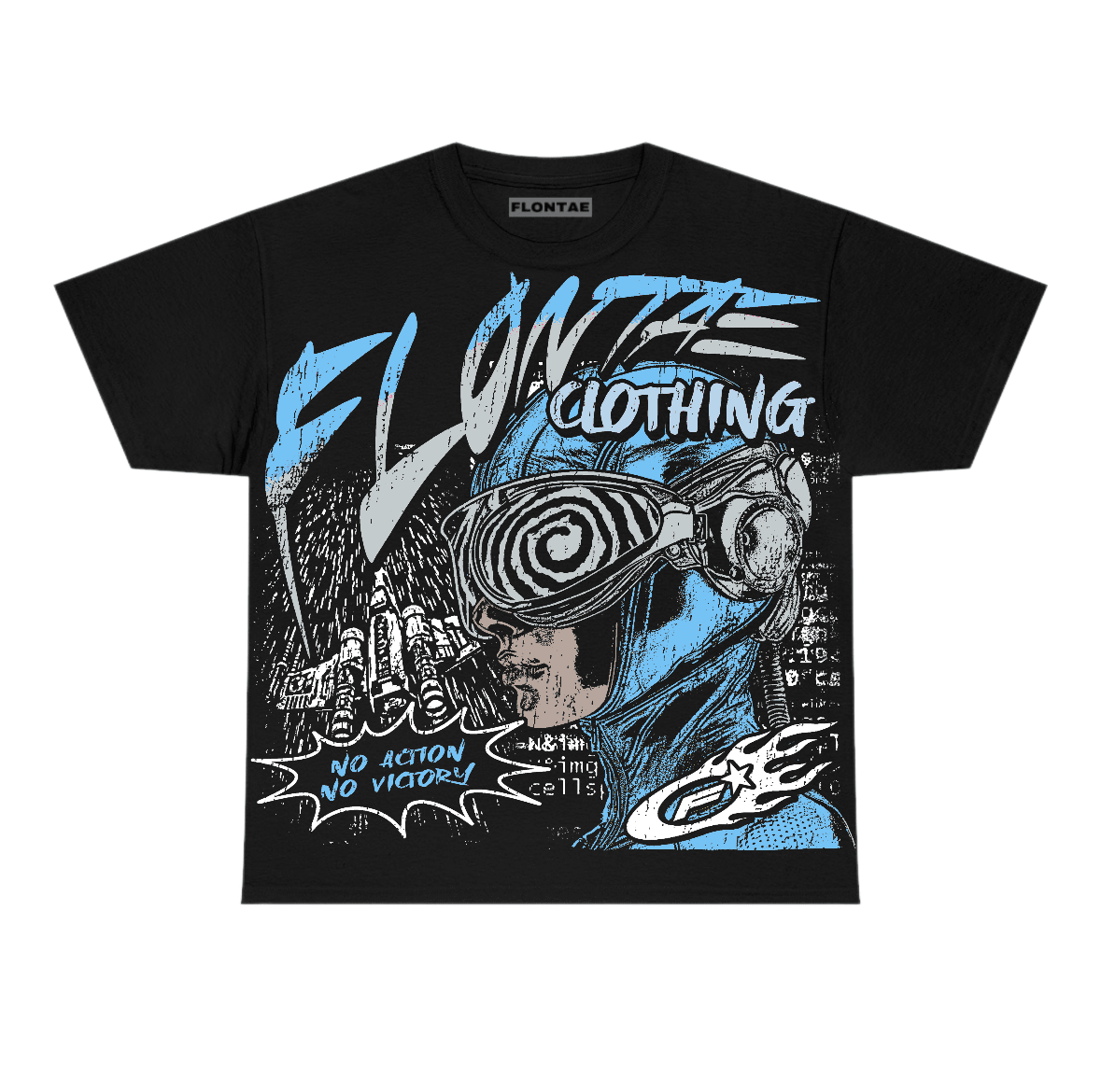 Black University Blue 5s Flontae T-Shirt Justify Graphic