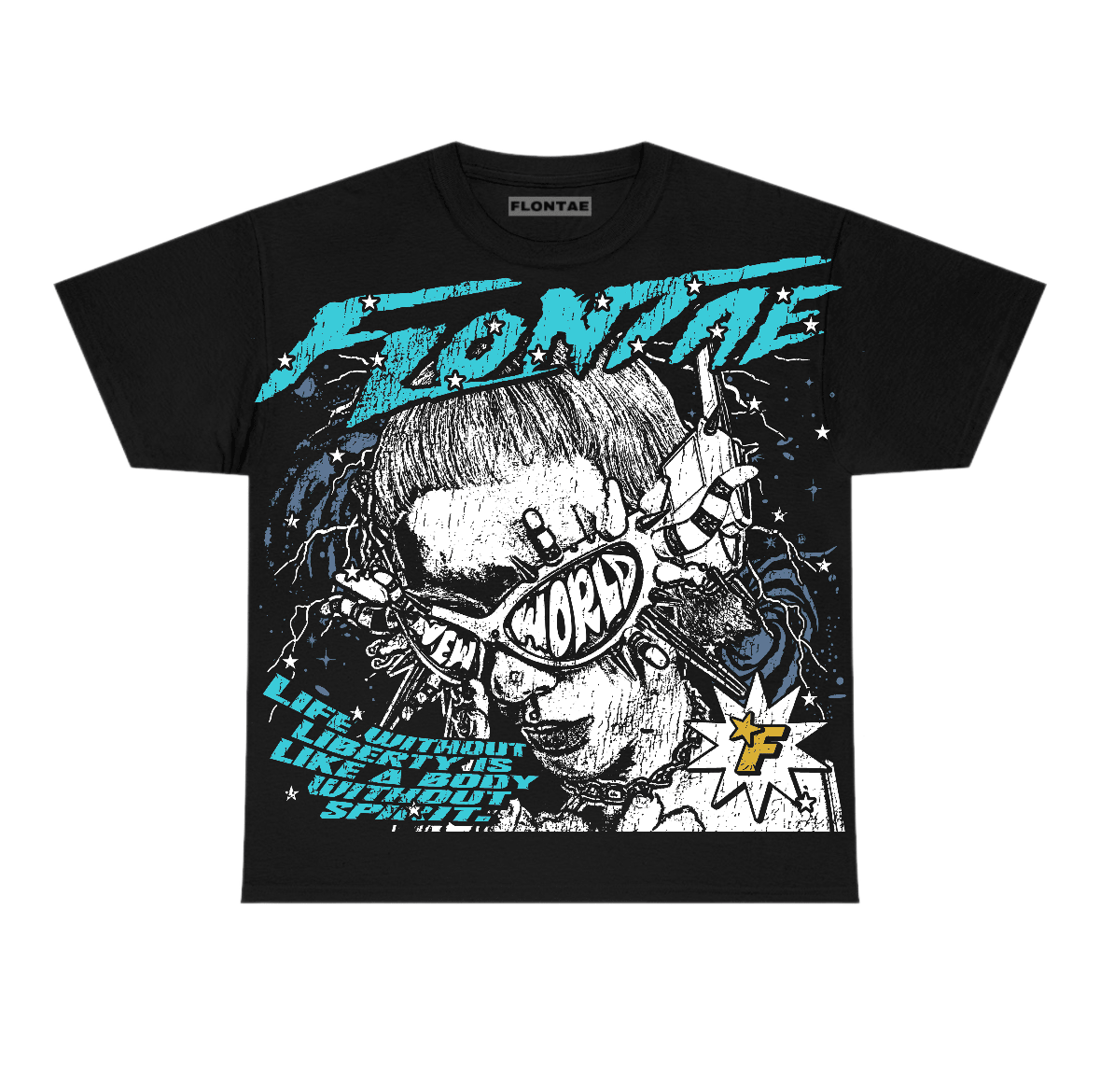 Gamma Blue 11s Flontae T-Shirt Live With Joy Graphic