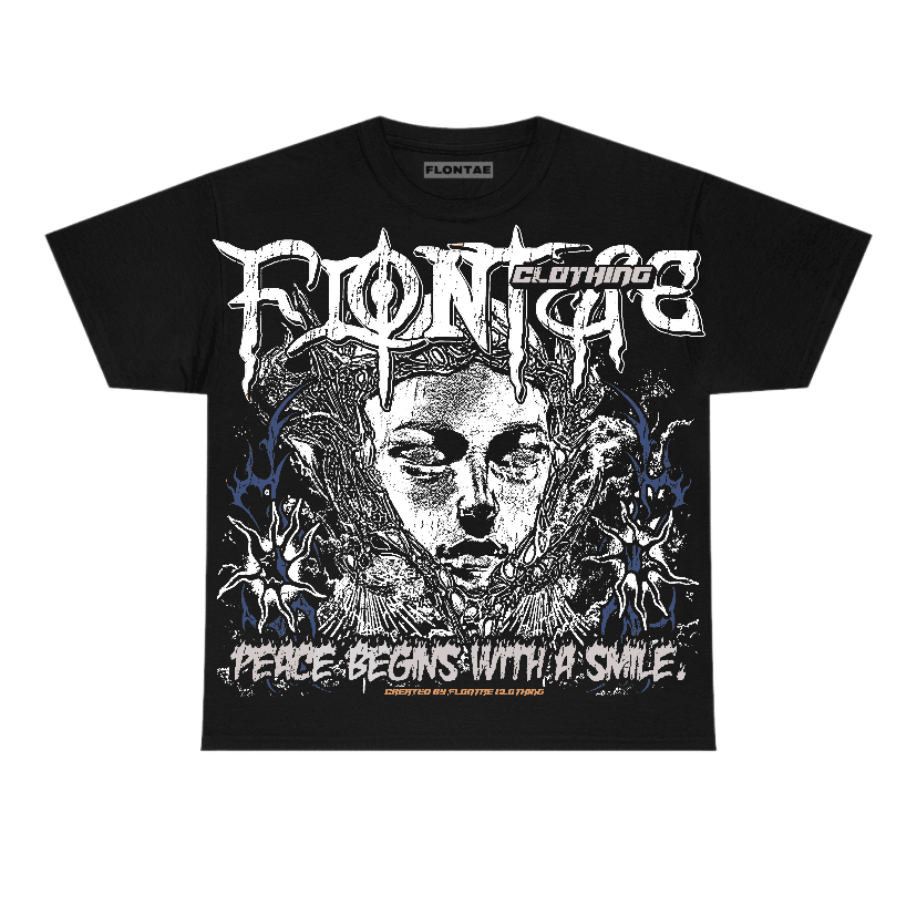 Navy 4s Flontae T-Shirt Keep Peace Graphic