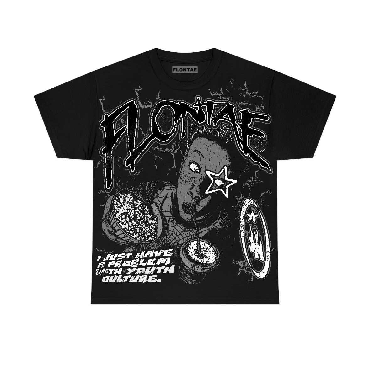 Black Cat 4s Flontae T-Shirt I'm Just Chilling Graphic