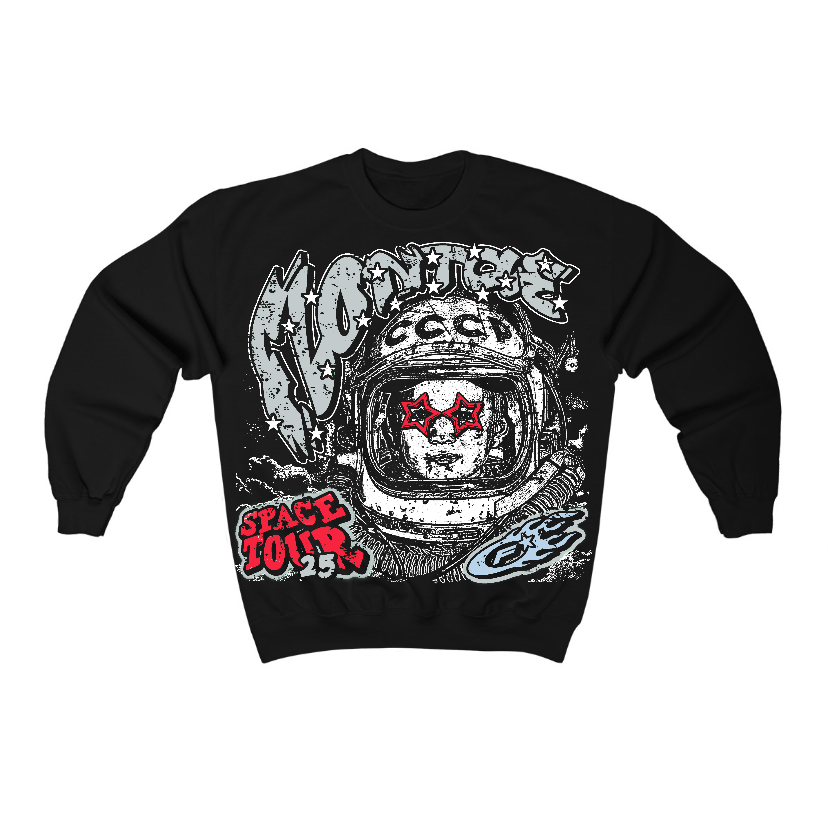 Black Metallic Reimagined 5s Flontae Crewneck Sweatshirt Get Around Graphic