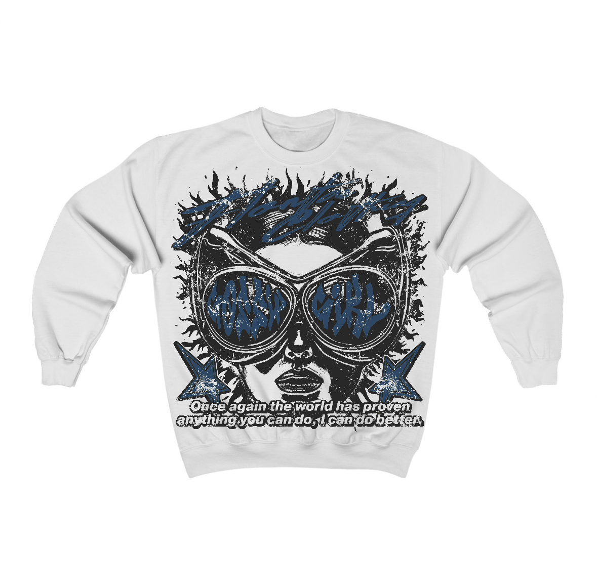 French Blue 12s Flontae Crewneck Sweatshirt Be Better Graphic