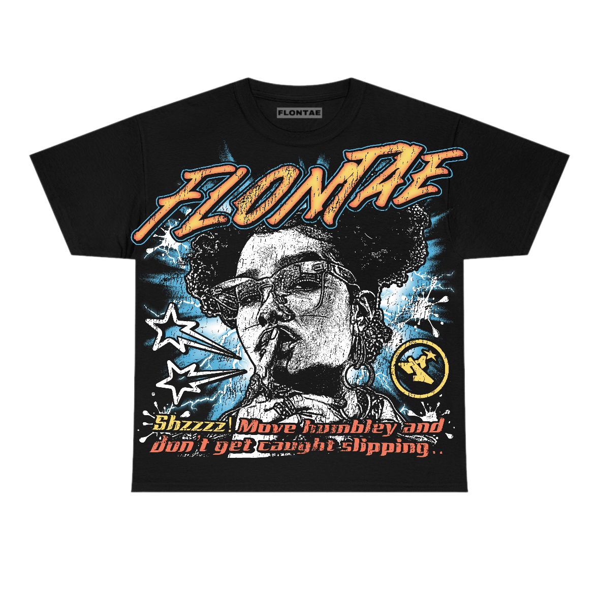 Black “Move Humbly” Graphic T-Shirt – Unisex Cotton Streetwear Tee by Flontae