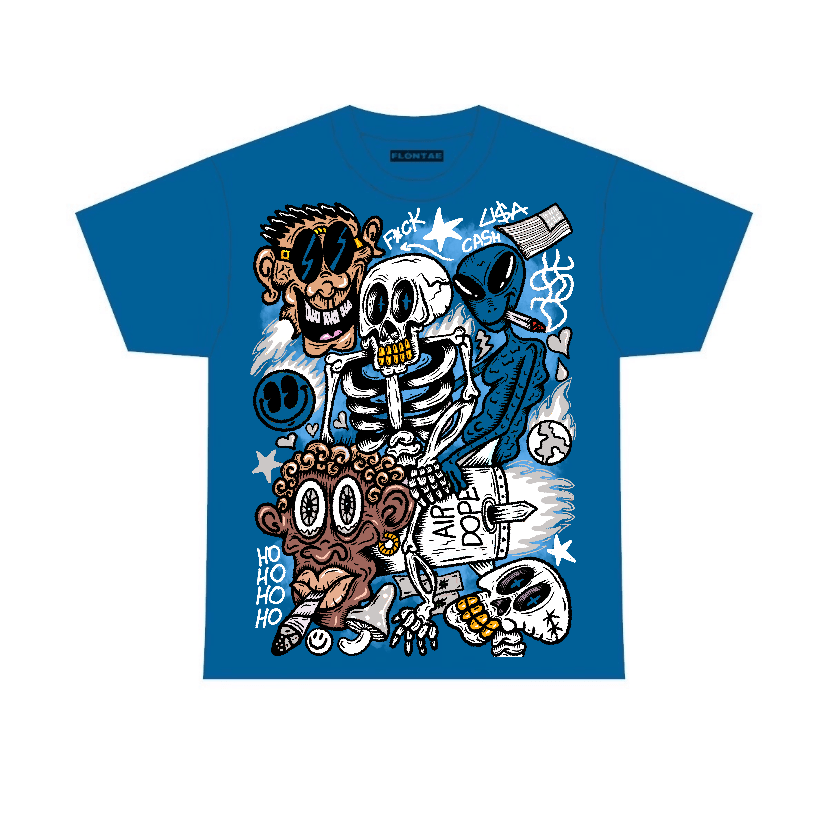 Military Blue 4s Flontae T-Shirt Friends Graphic