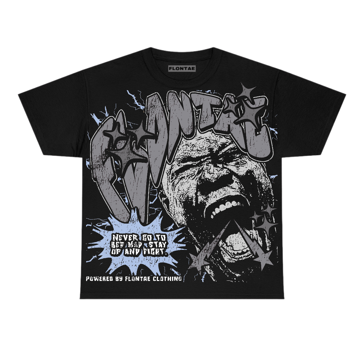 Wolf Grey 5s Flontae T-Shirt Never Quit Graphic