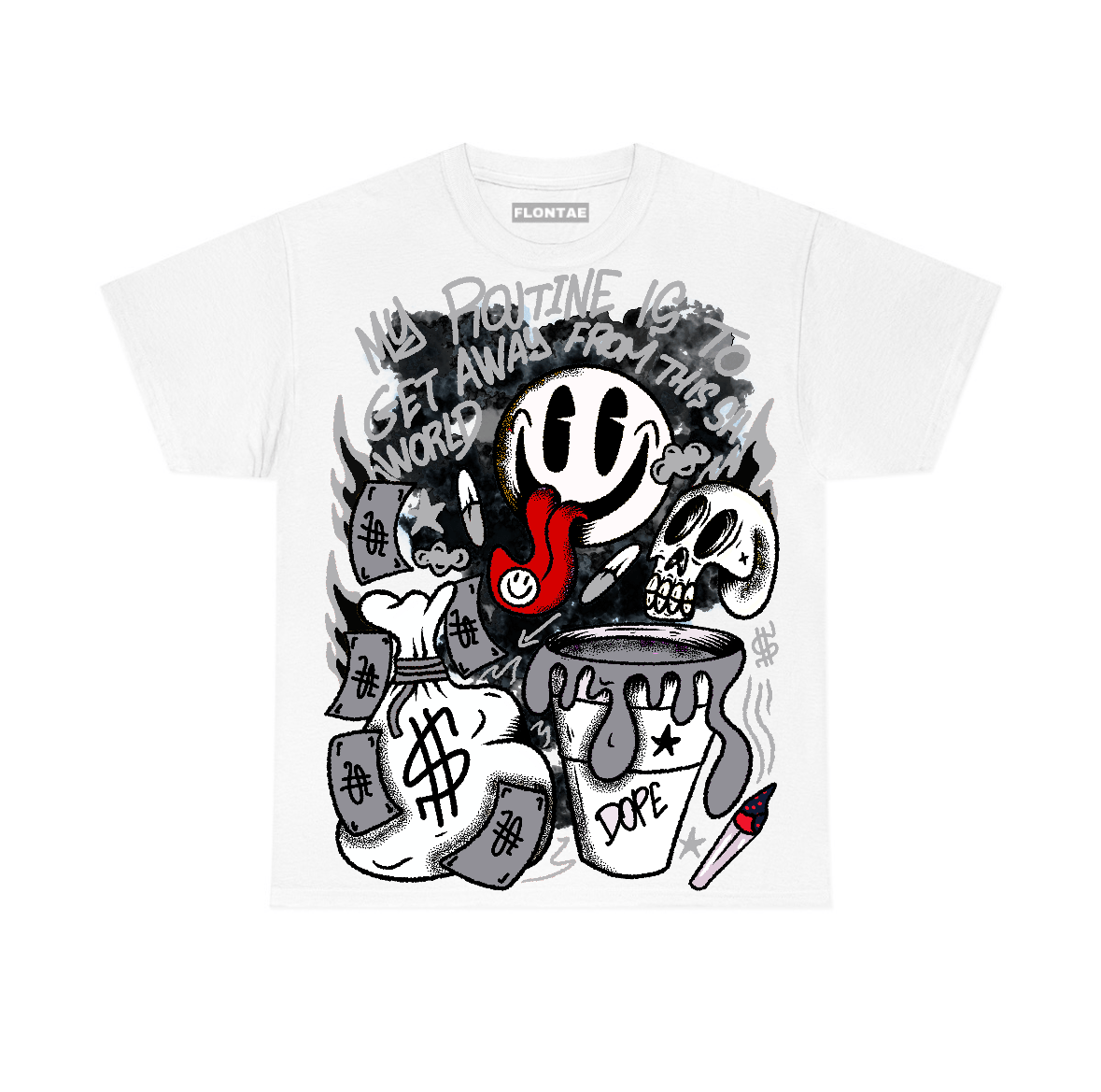 White Cement 4s Flontae T-Shirt Stay Out Graphic
