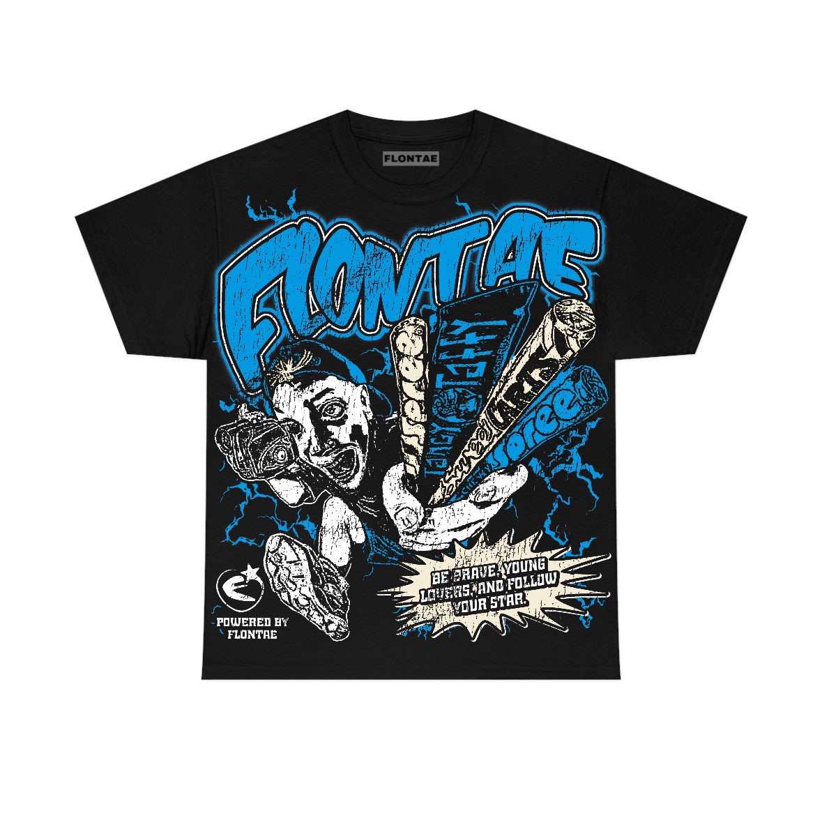 University Blue Reimagined 1s Flontae T-Shirt Stay Brave Graphic