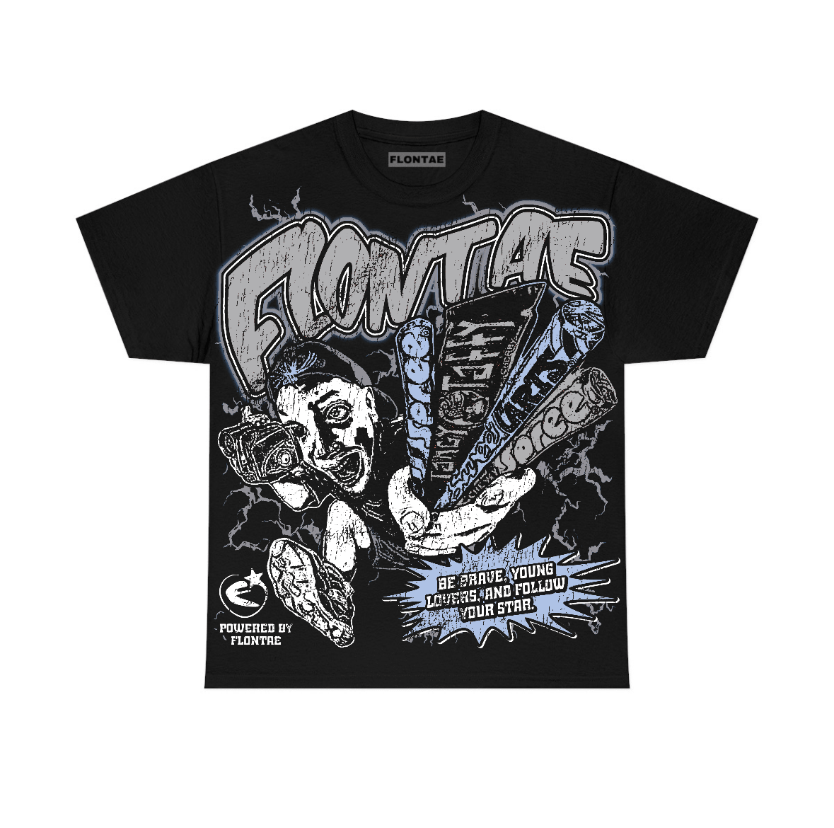 Wolf Grey 5s Flontae T-Shirt Stay Brave Graphic