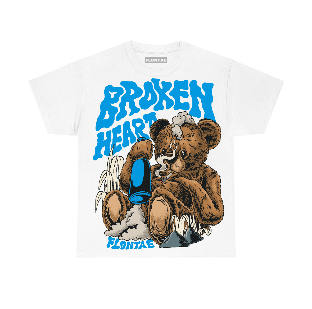 University Blue Reimagined 1s Flontae T-Shirt Broken Heart Graphic