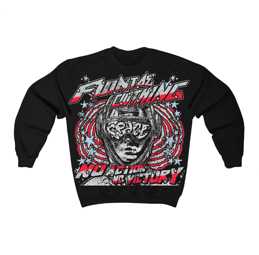 Black Metallic Reimagined 5s Flontae Crewneck Sweatshirt Never Think Twice Graphic