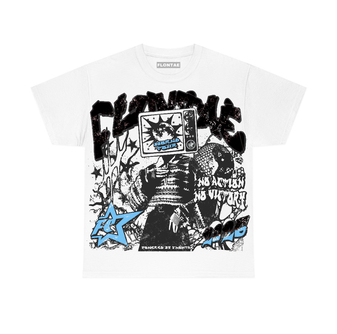 Black University Blue 5s Flontae T-Shirt No Victory Graphic