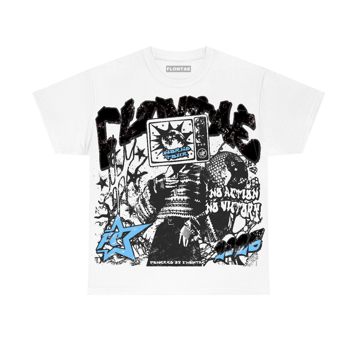 Black University Blue 5s Flontae T-Shirt No Victory Graphic