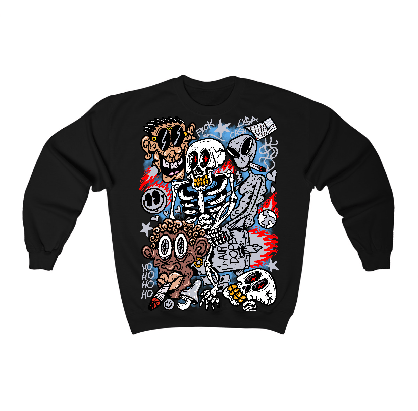 Black Cement 3s Flontae Crewneck Sweatshirt Friends Graphic