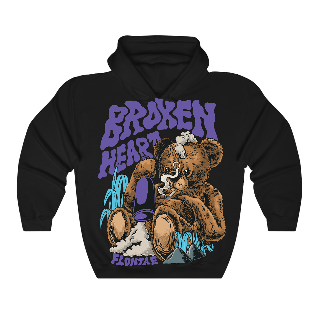 Aqua 8s Flontae Hoodie Broken Heart Graphic
