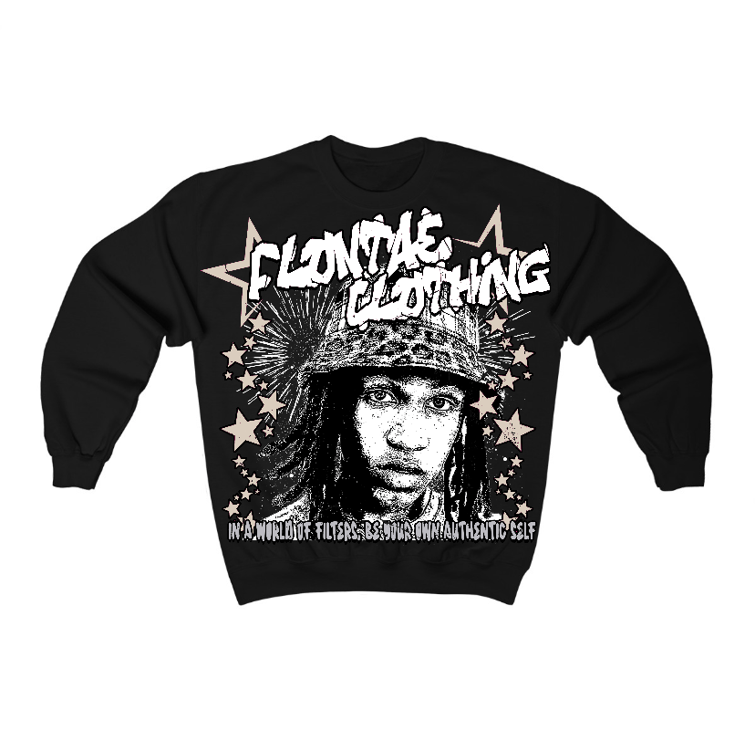 Reverse Metallic 5s Flontae Crewneck Sweatshirt Be Yourself Graphic