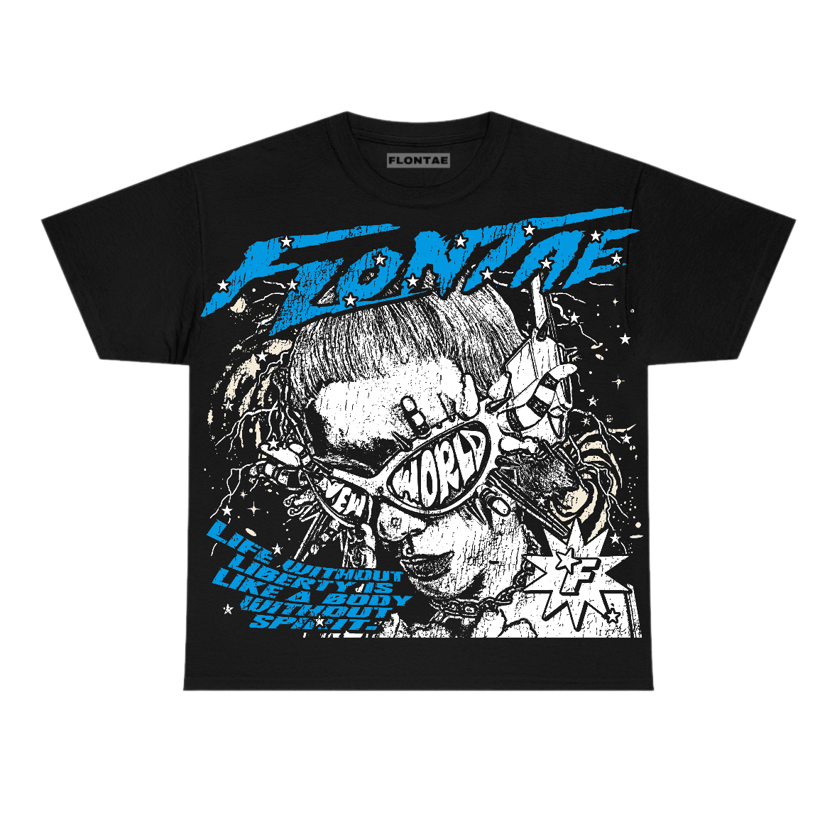 University Blue Reimagined 1s Flontae T-Shirt Live With Joy Graphic
