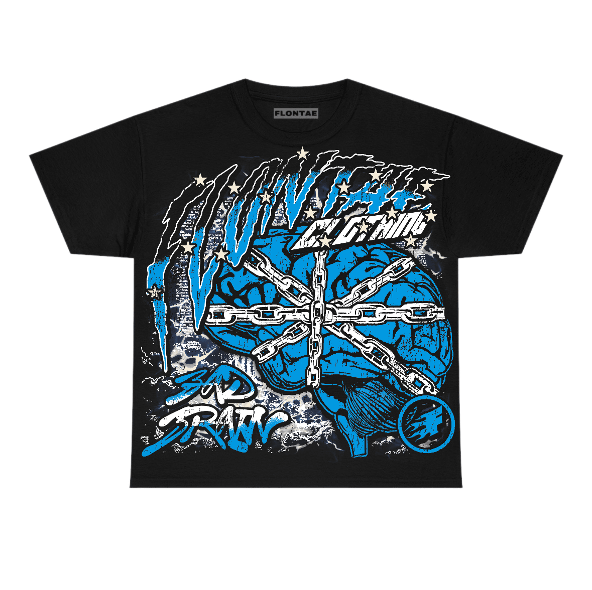 University Blue Reimagined 1s Flontae T-Shirt Bad Brain Graphic