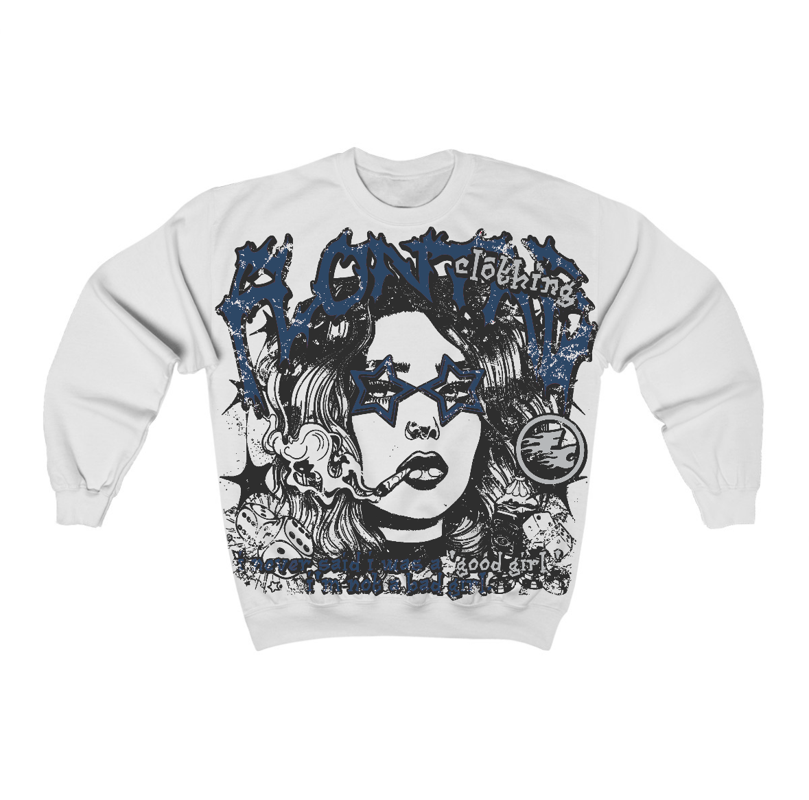 French Blue 12s Flontae Crewneck Sweatshirt Keep Quiet Graphic