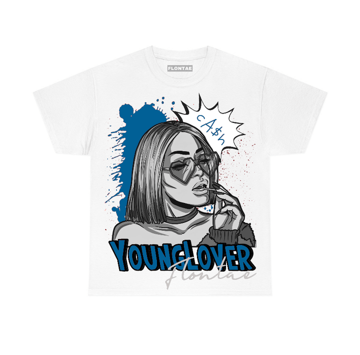 Military Blue 4s Flontae T-Shirt Young Lover Graphic