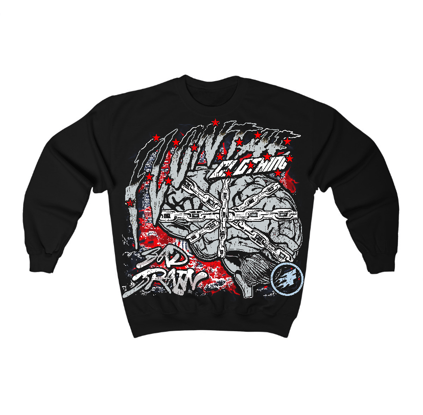 Black Metallic Reimagined 5s Flontae Crewneck Sweatshirt Bad Brain Graphic