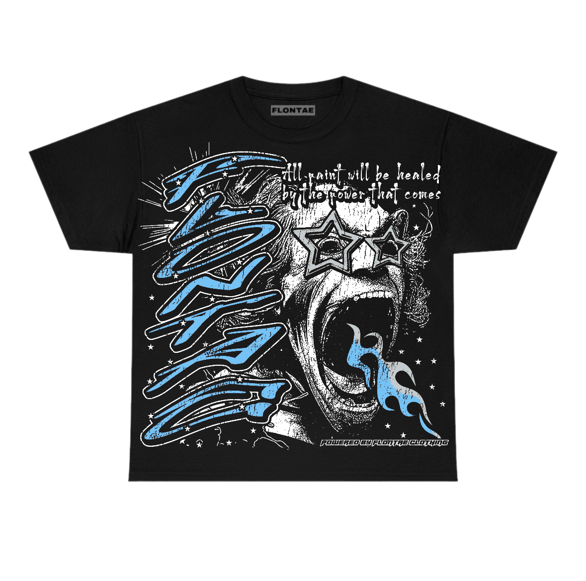 Black University Blue 5s Flontae T-Shirt Wonder Graphic