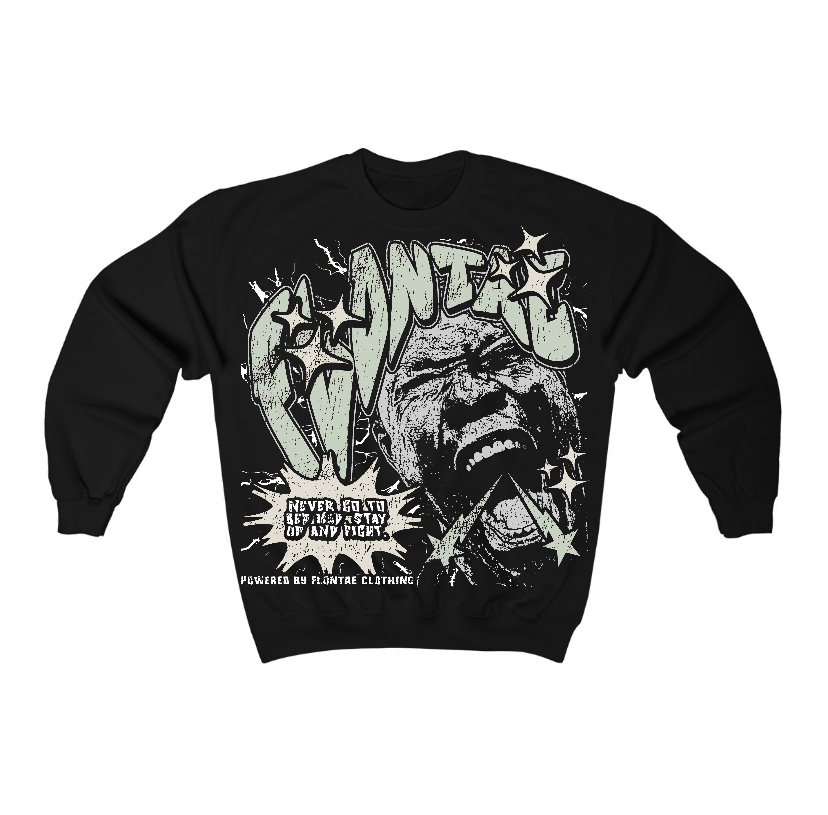Seafoam 4s Flontae Crewneck Sweatshirt Never Quit Graphic