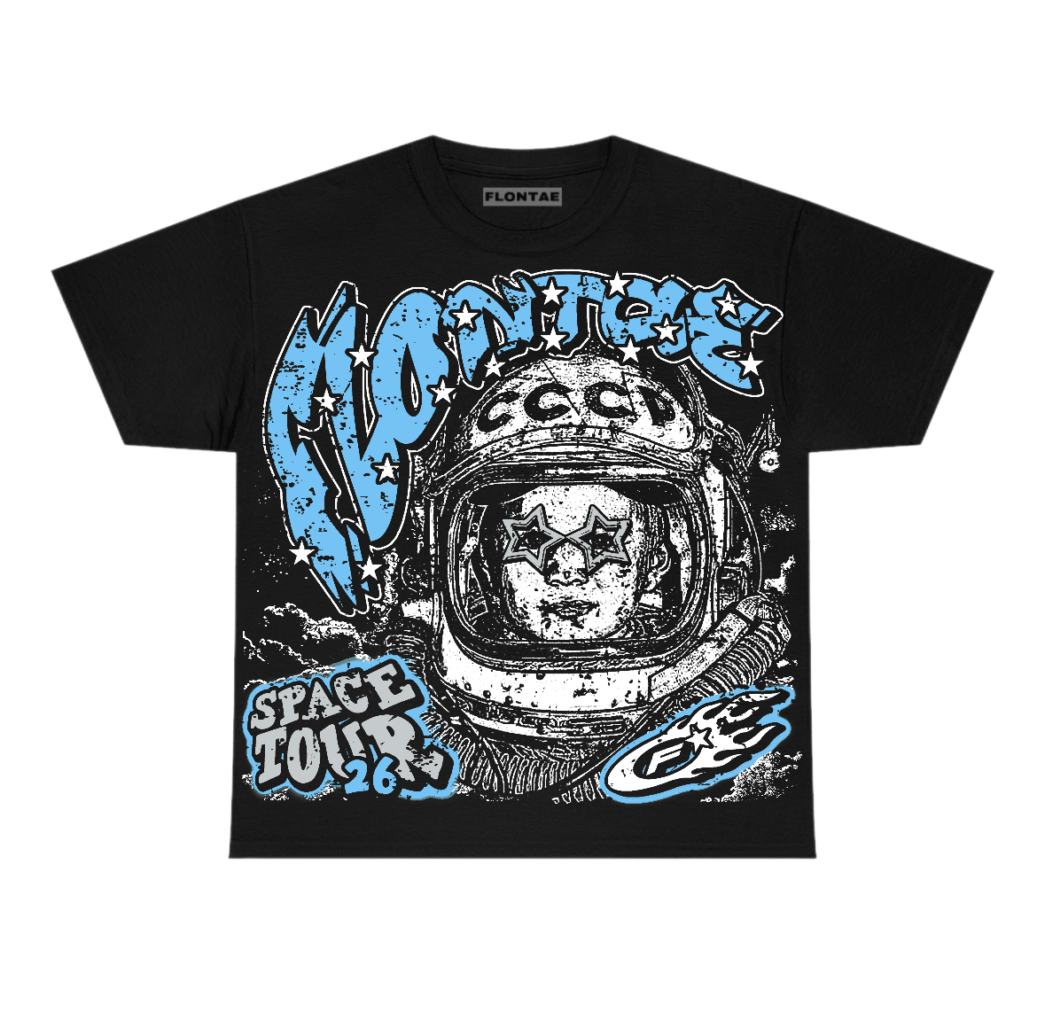 Black University Blue 5s Flontae T-Shirt Get Around Graphic