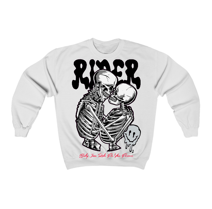 Black Metallic Reimagined 5s Flontae Crewneck Sweatshirt Rider Graphic