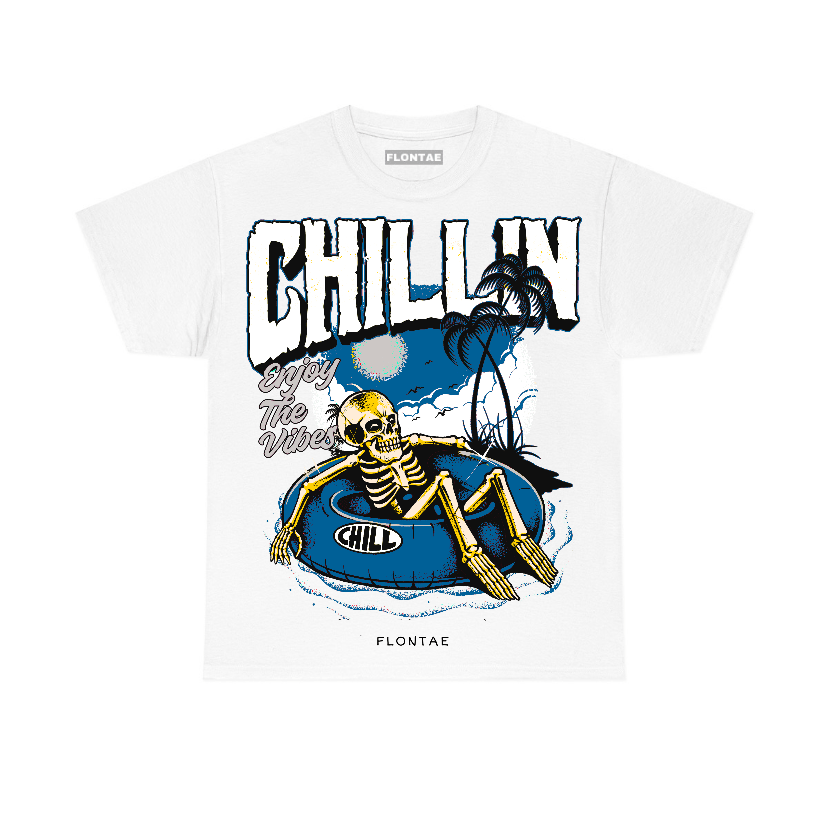 Military Blue 4s Flontae T-Shirt Chillin Graphic