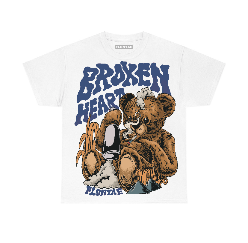 Navy 4s Flontae T-Shirt Broken Heart Graphic