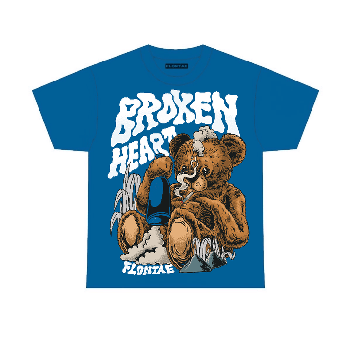 Military Blue 4s Flontae T-Shirt Broken Heart Graphic