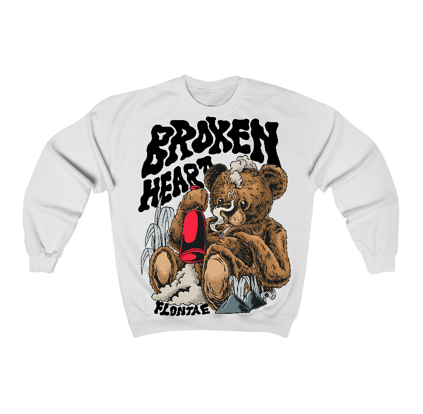 Black Metallic Reimagined 5s Flontae Crewneck Sweatshirt Broken Heart Graphic
