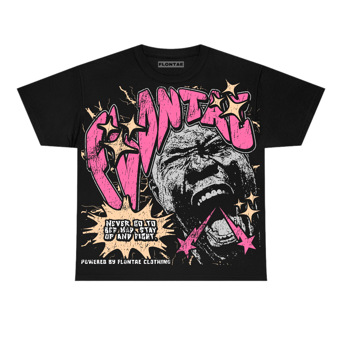 Black “Never Quit” Graphic T-Shirt – Unisex Cotton Streetwear Tee by Flontae