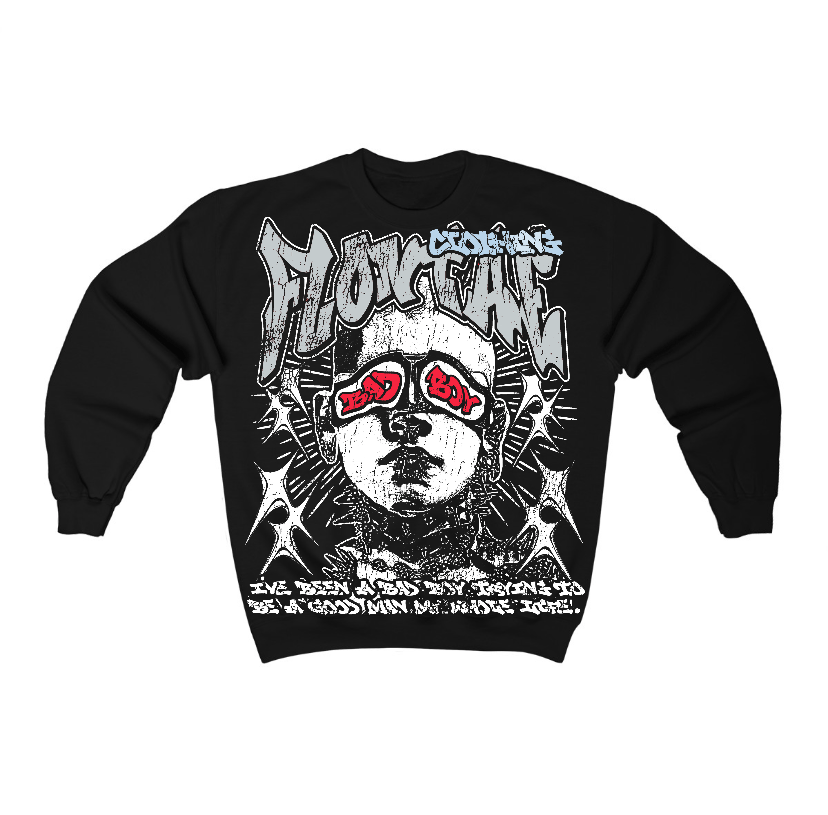 Black Metallic Reimagined 5s Flontae Crewneck Sweatshirt Be Good Graphic