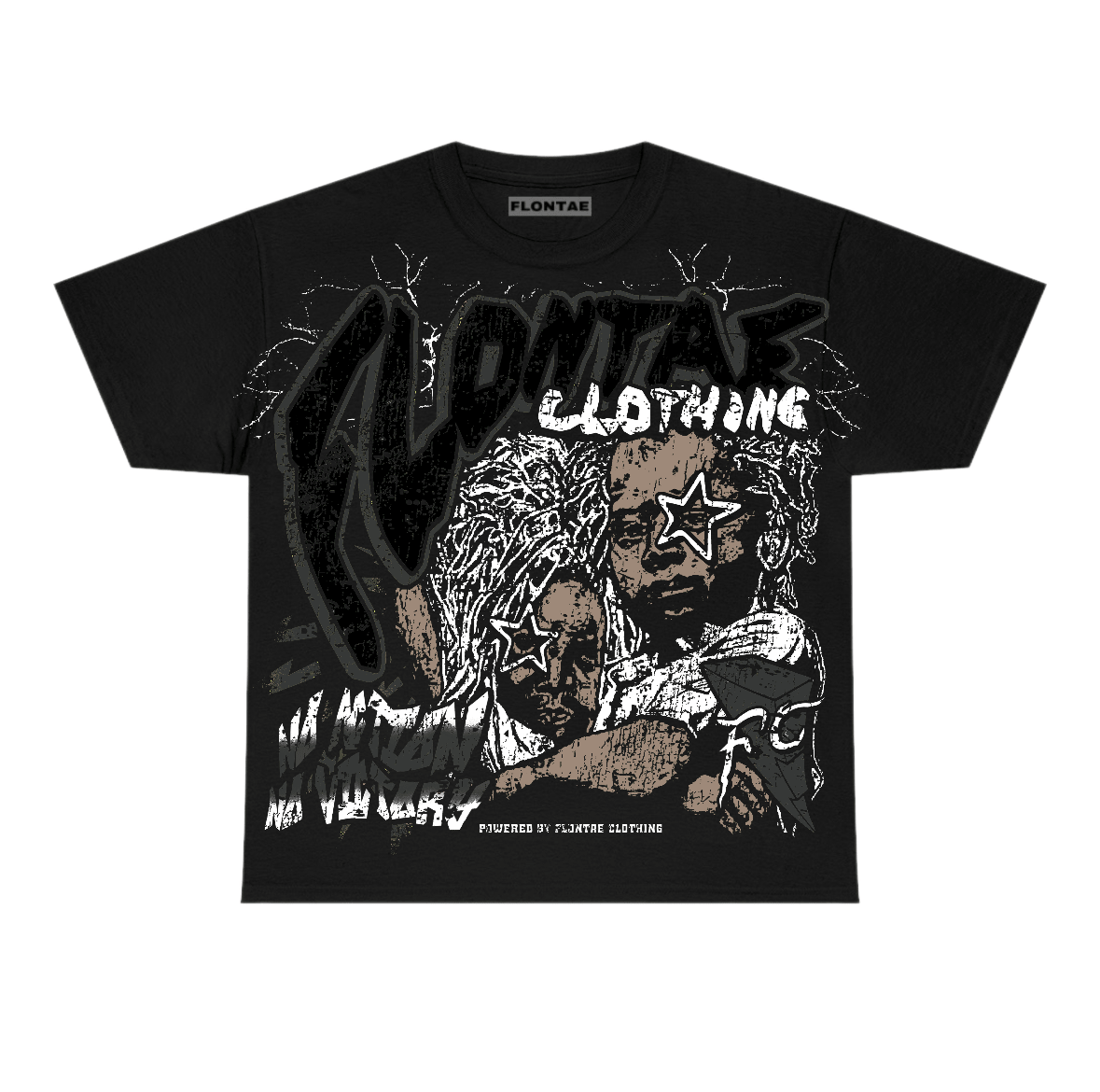 Black Cat 4s Flontae T-Shirt No Action Graphic