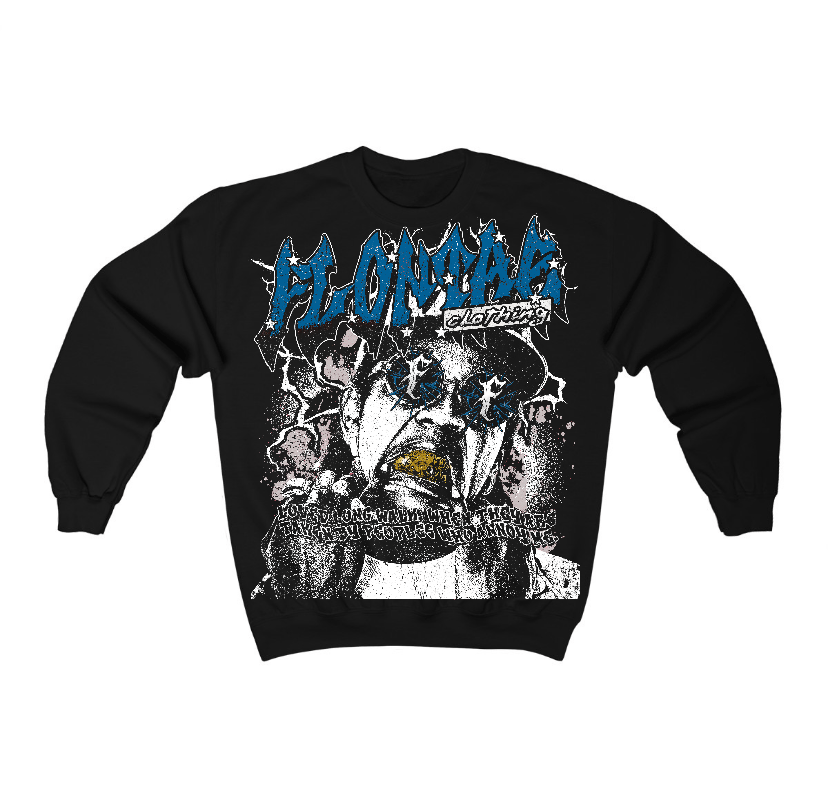 Military Blue 4s Flontae Crewneck Sweatshirt Annoy Graphic