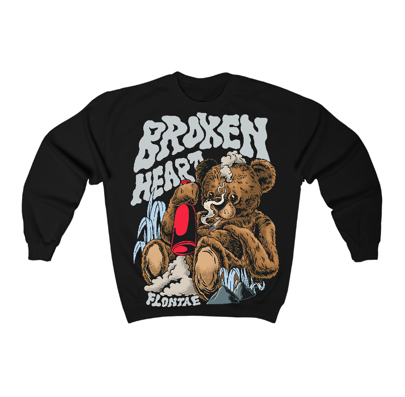 Black Metallic Reimagined 5s Flontae Sweatshirt Broken Heart Graphic