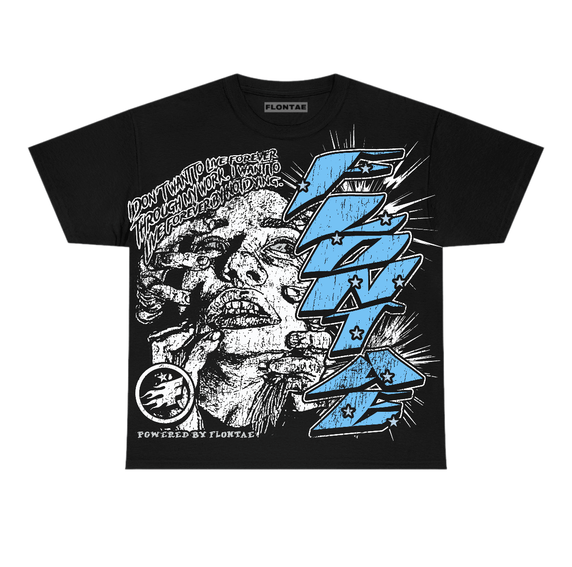 Black University Blue 5s Flontae T-Shirt Forever Graphic
