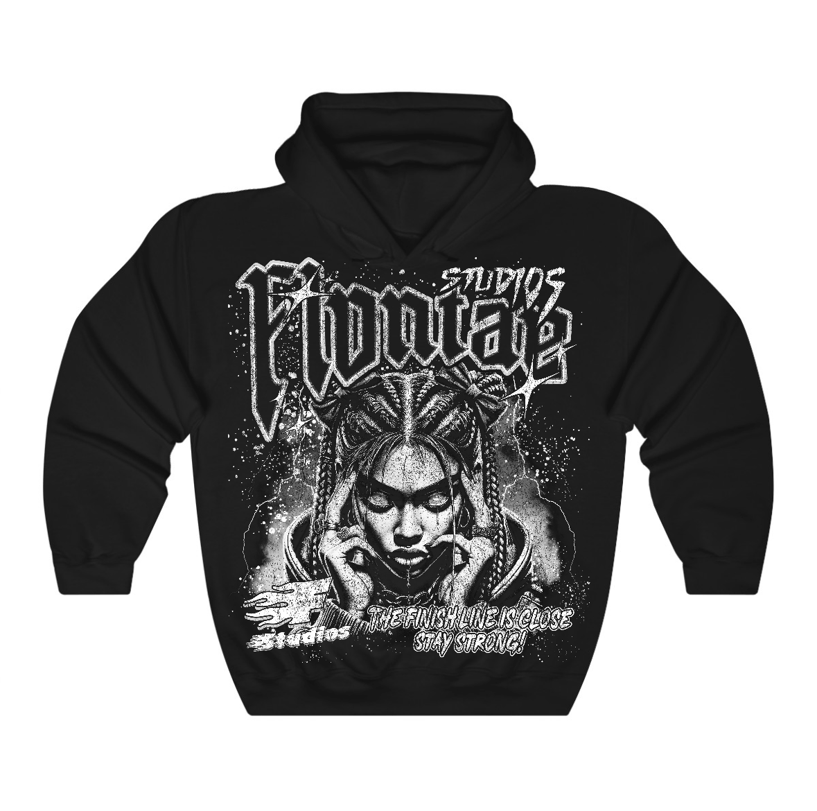 Black Cat 4s Flontae Hoodie Stay Strong Graphic