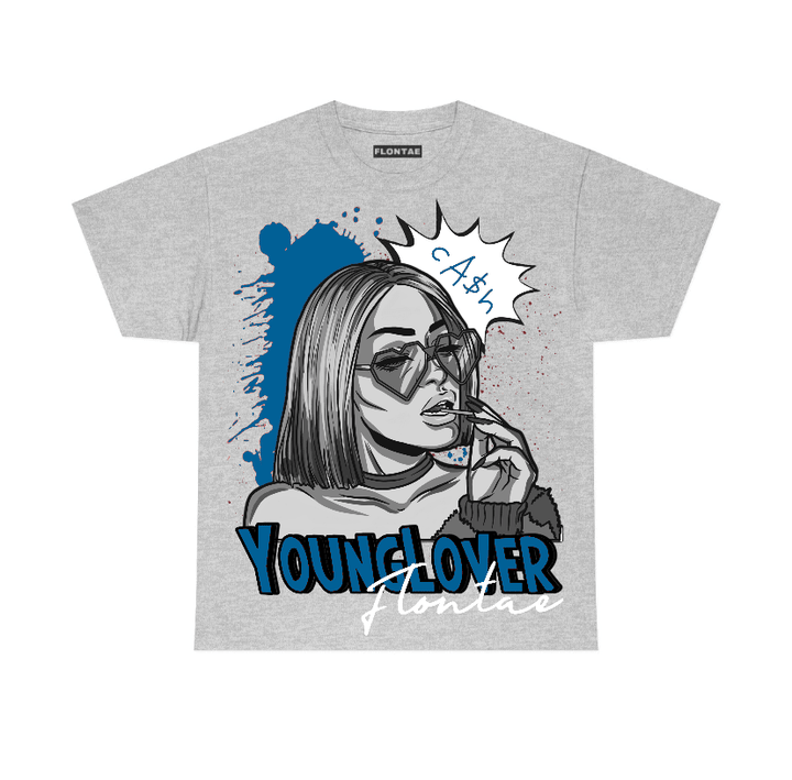 Military Blue 4s Flontae T-Shirt Young Lover Graphic