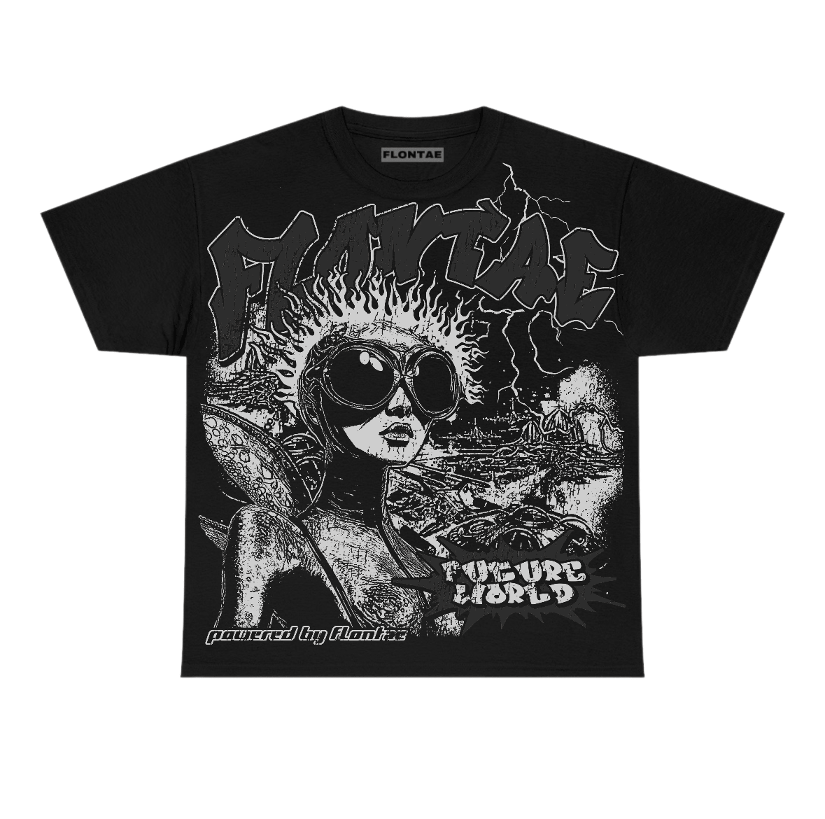 Black Cat 4s Flontae T-Shirt Ahead Graphic