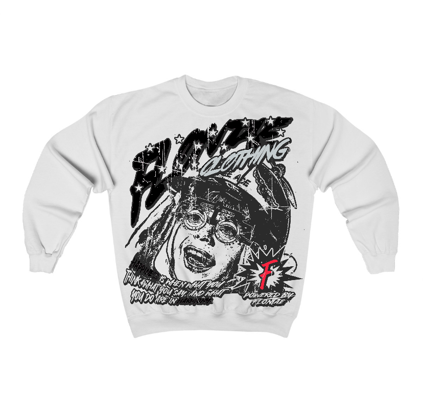 Black Metallic Reimagined 5s Flontae Crewneck Sweatshirt Always Smile Graphic