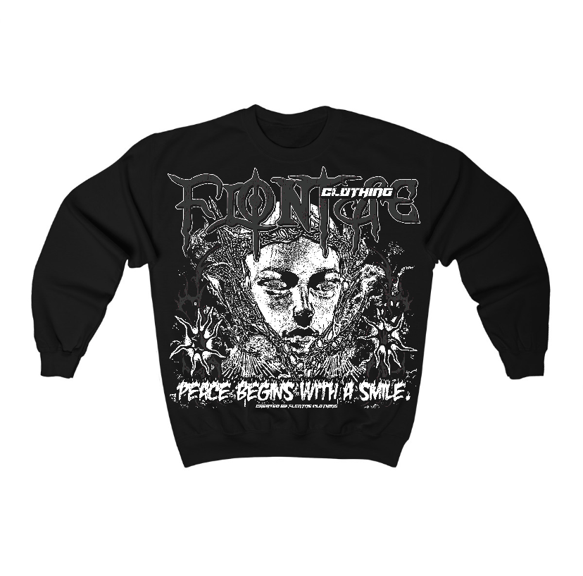 Black Cat 3s Flontae Crewneck Sweatshirt Keep Peace Graphic