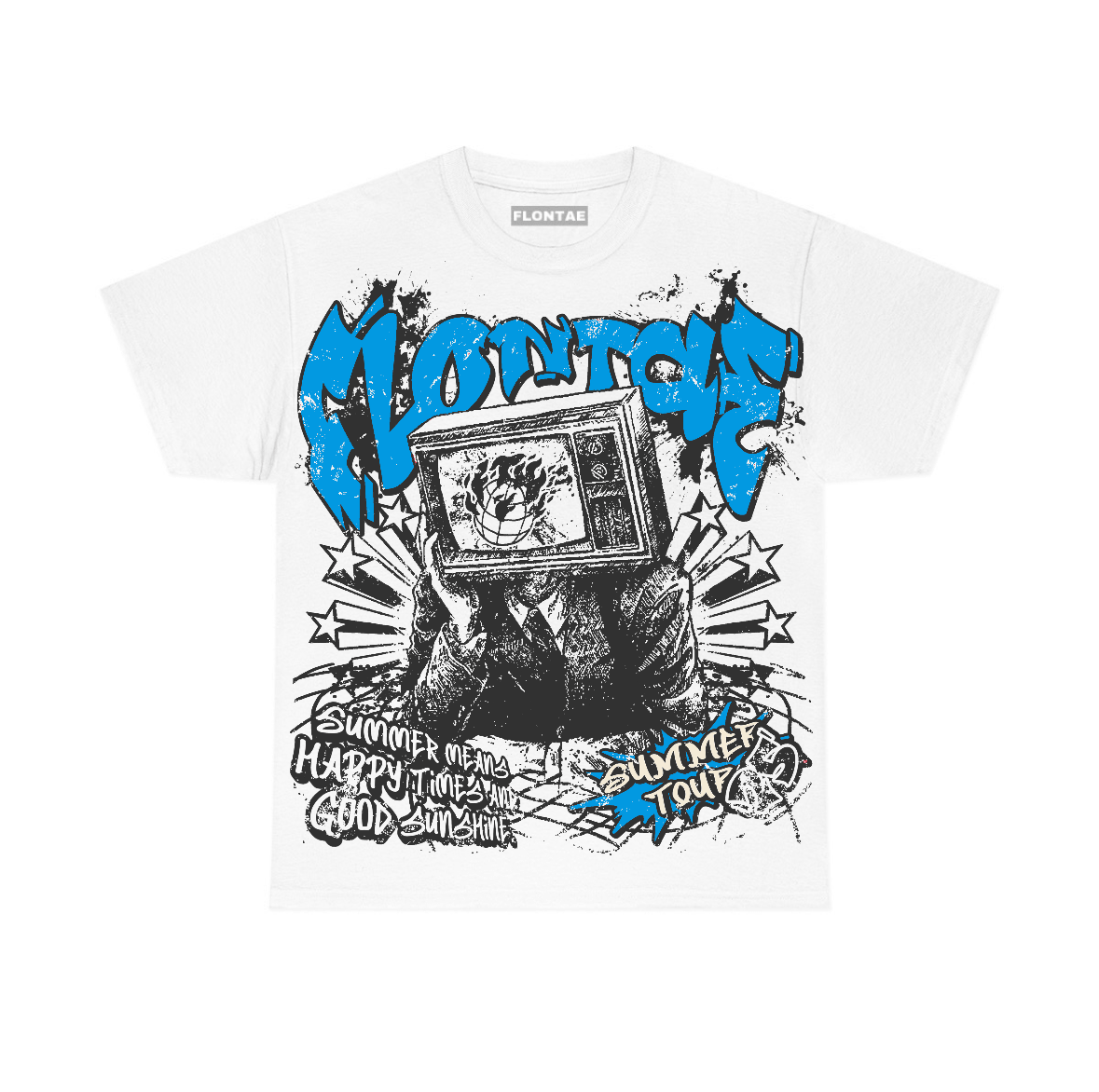 University Blue Reimagined 1s Flontae T-Shirt Happiness Graphic