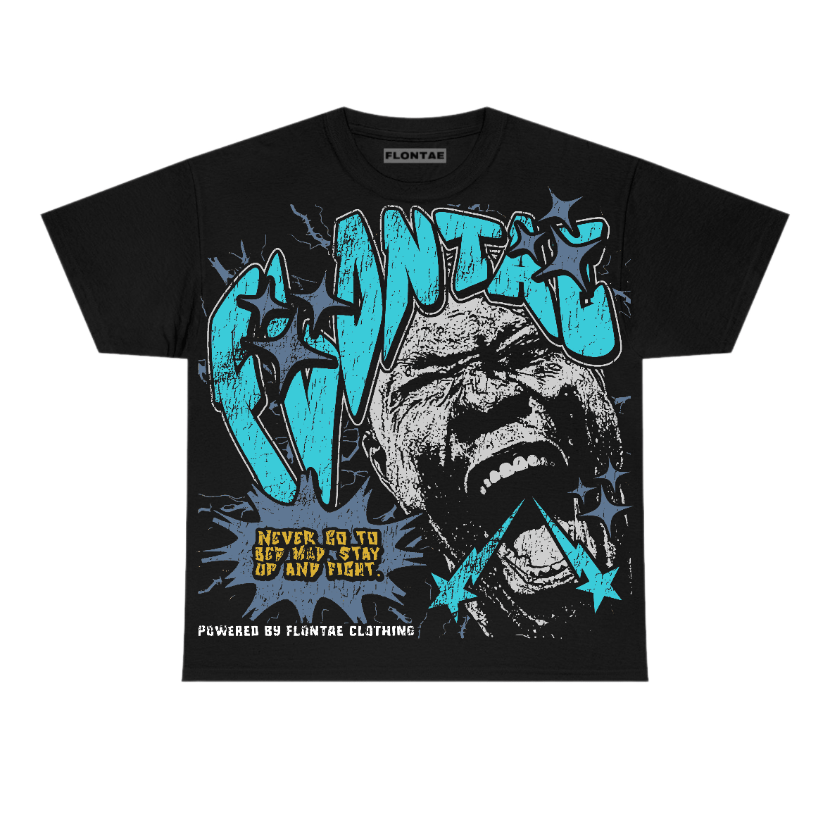 Gamma Blue 11s Flontae T-Shirt Never Quit Graphic