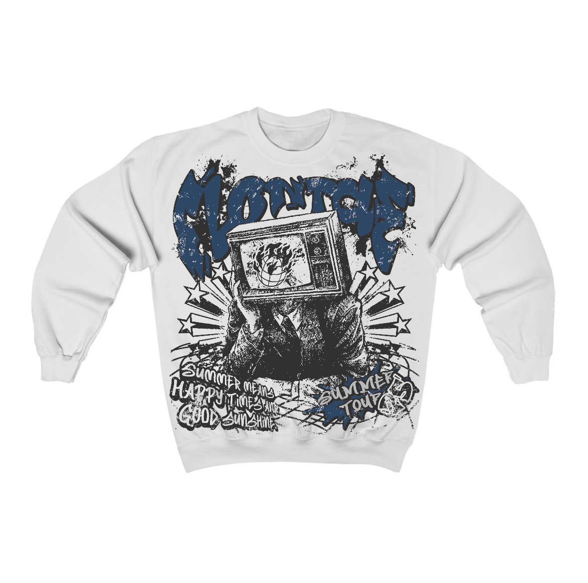 French Blue 12s Flontae Crewneck Sweatshirt Happiness Graphic