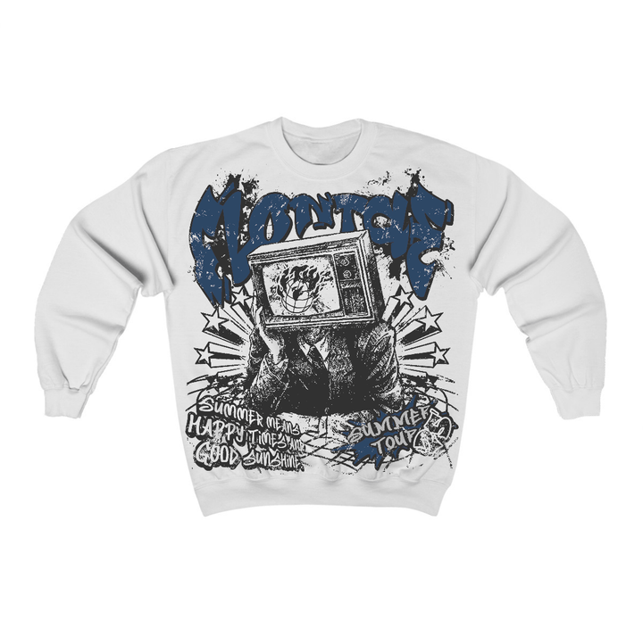 French Blue 12s Flontae Crewneck Sweatshirt Happiness Graphic