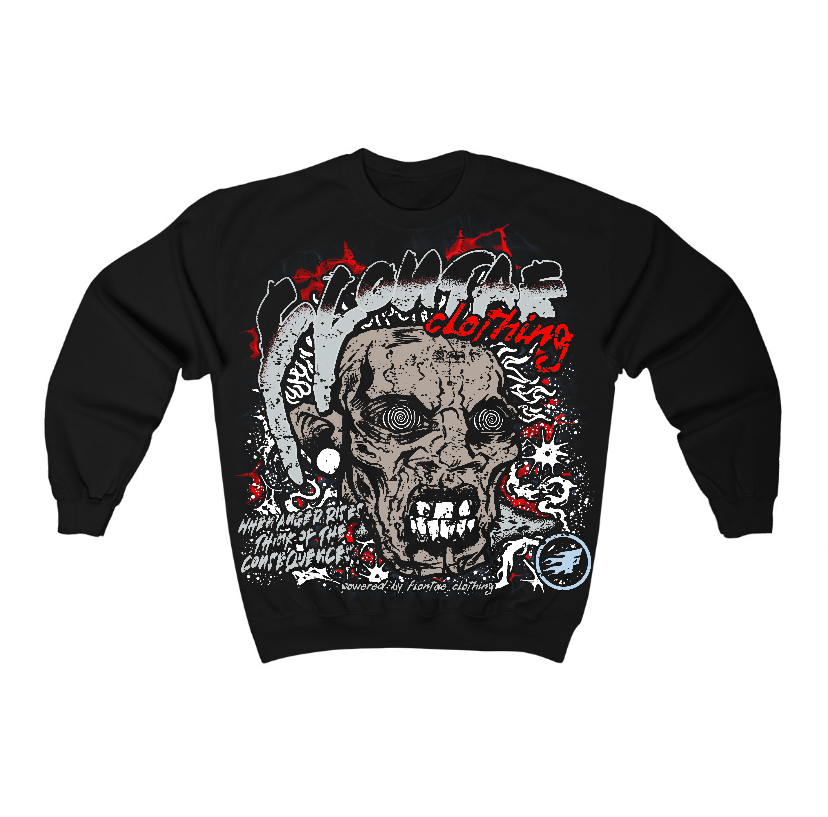 Black Metallic Reimagined 5s Flontae Crewneck Sweatshirt Consequences Graphic